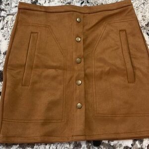 Brown Suede Mini Skirt - Size Small (New, Never Worn)